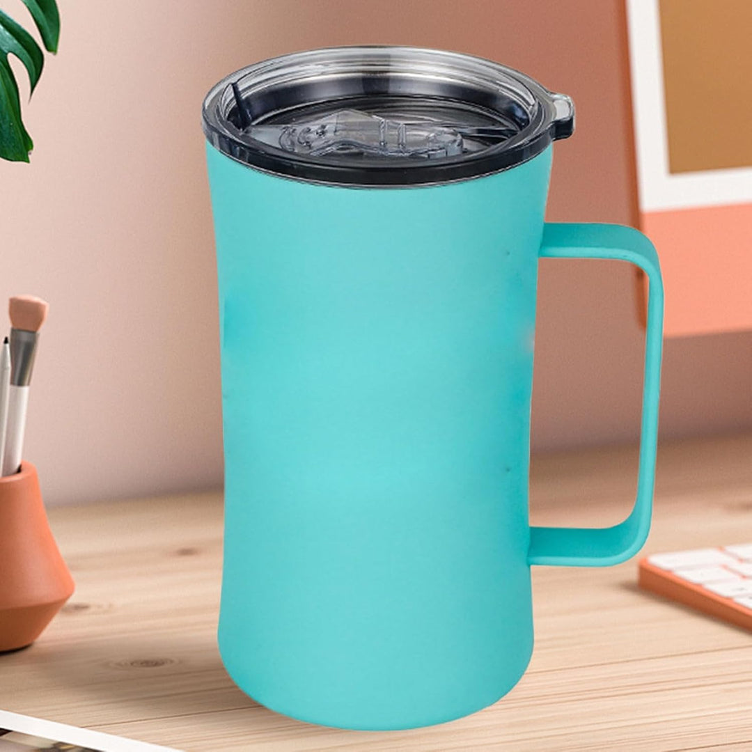 Thermo Becher Mit Griff, Edelstahl Becher Mit Deckel, Spritzwassergeschützter Isolierbecher Für Heis