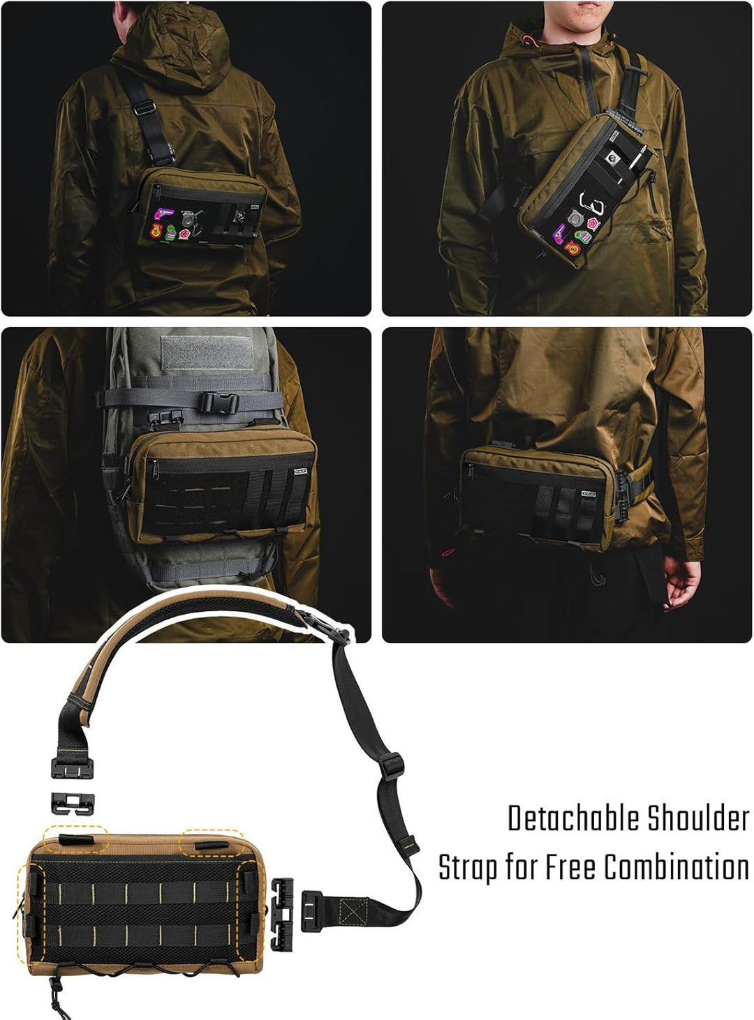 TACTICAL_GEEK Cache L3 EDC Leichter Sling Bag Chest Crossbody Bag für Herren Damen, Kompakt Bauchtas