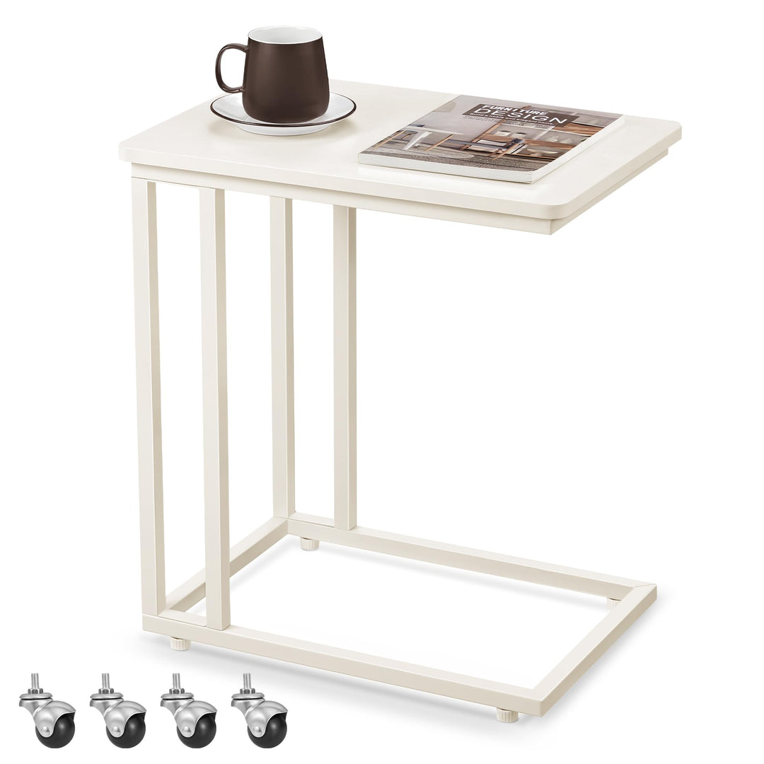 VASAGLE Beistelltisch, Sofatisch mit Rollen, C-Form, mobiler Kaffeetisch, 35 x 50 x 60 cm, Wohnzimme