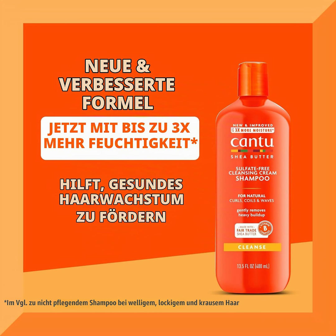 Cantu Sulfatfreies Shampoo &amp; Conditioner 12oz mit Sheabutter Feuchtigkeitscreme 12oz