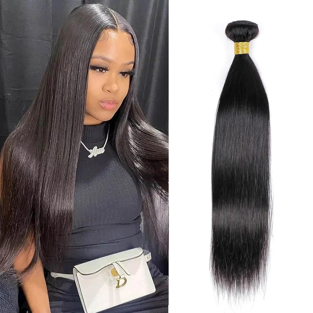 DaiMer 14 Inch Straight Human Hair Bundles 1 Bundles Human Hair Double Weft Weave Straight Hair Bund