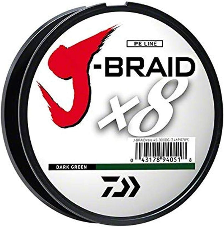 Daiwa J-Braid Grand 8 x 300 YDS Füllspule 274 m m (300 Yards), 36,2 kg dunkelgrün, 274 m m (300 Yard