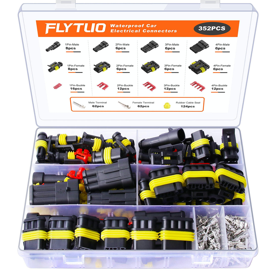 352 Stücke Wasserdichte KFZ Kabel Stecker Kit, 1/2/3/4 Pin Auto Stecker, schnelle und sichere elektr