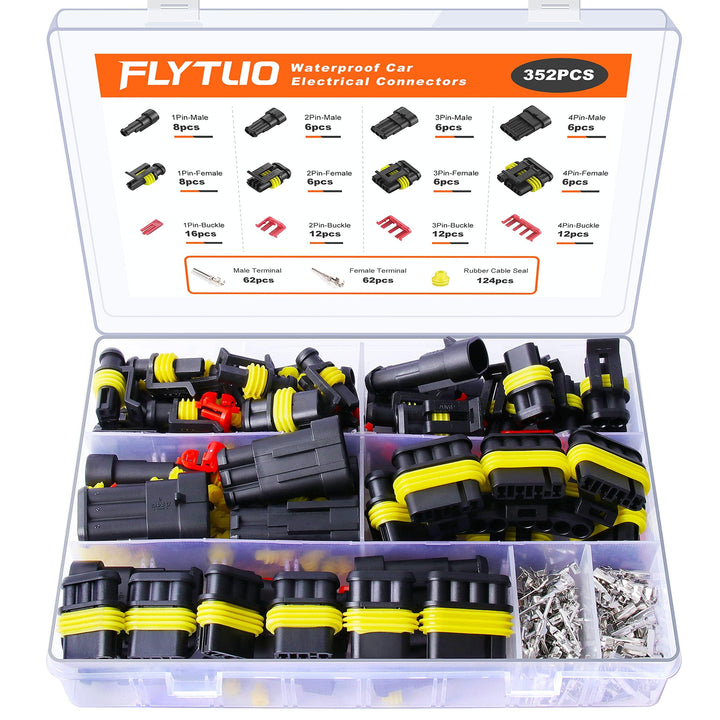 352 Stücke Wasserdichte KFZ Kabel Stecker Kit, 1/2/3/4 Pin Auto Stecker, schnelle und sichere elektr