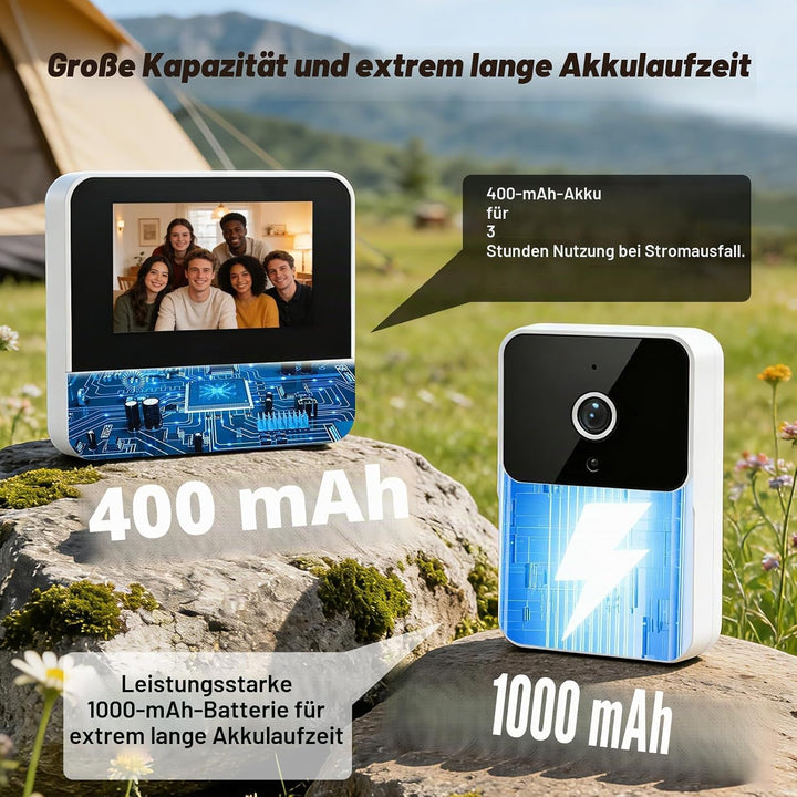 4,3 Zoll Türklingel mit Kamera und Monitor, 80° Weitwinkel,1080P HD, IP65 Wasserdicht, Türsprechanla