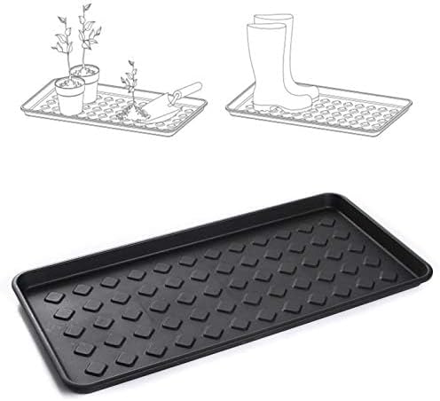 2X Schuhtablett 71x35 cm Schwarz – Schuhwanne mit Hohem Rand (3,3cm), Schuhabtropfschale Kunststoff,