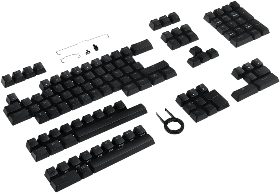 ASUS ROG PBT Doubleshot Keycap Set (Tastenkappen, robustes PBT, verkürzter Schaft, mittelhohe Profil