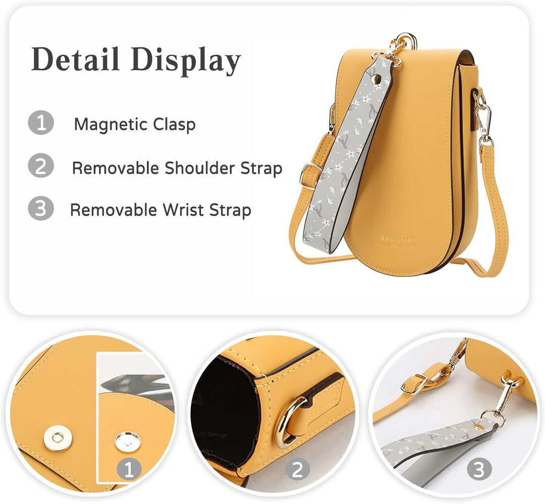PORRASSO Mode Handy Umhängetasche Damen Handytasche Mädchen Schultertasche PU Geldbörse Crossbody Ba