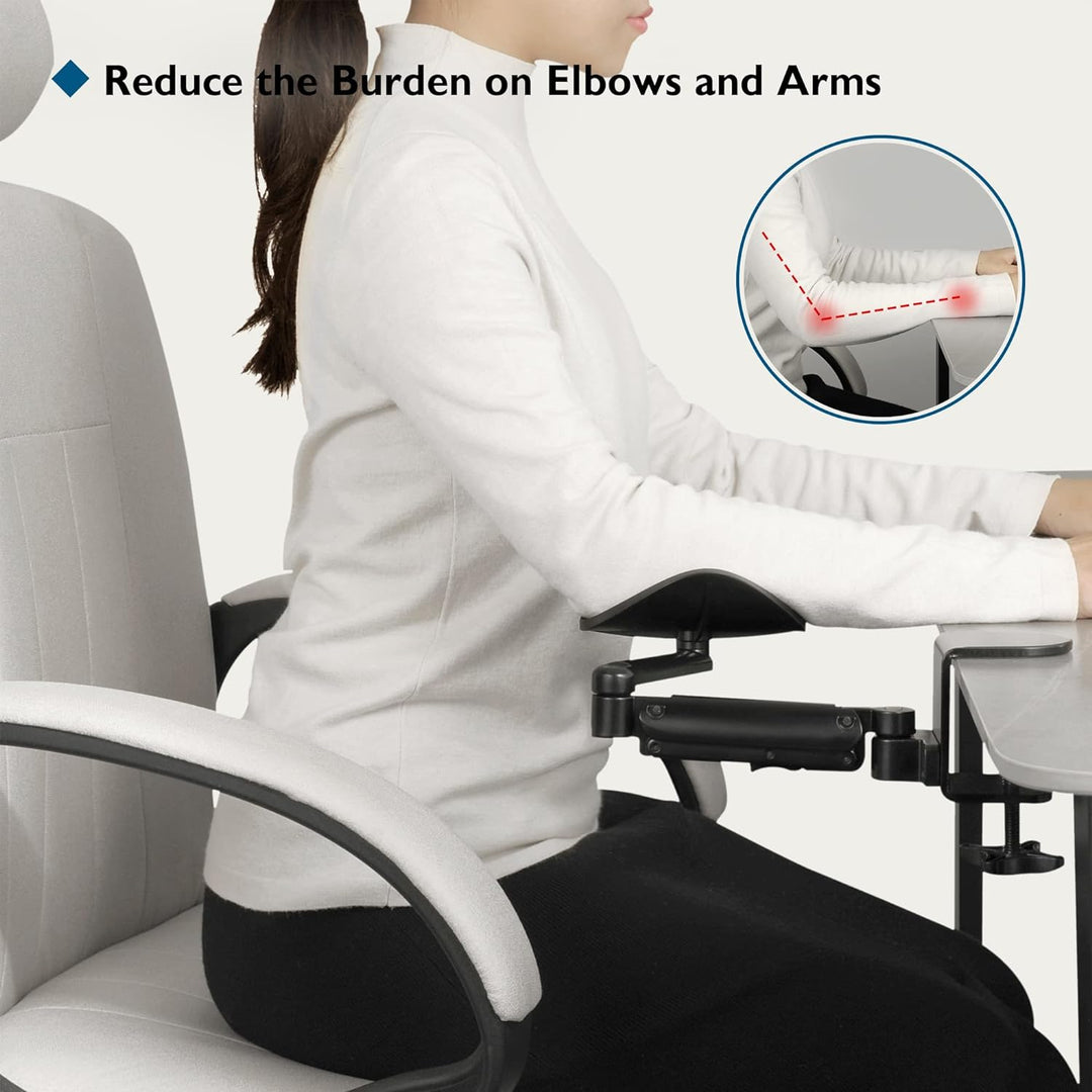 BONTEC Ergonomische Armlehnenstütze Handgelenkauflage für Schreibtisch Armlehnen Pad Drehbare Handge
