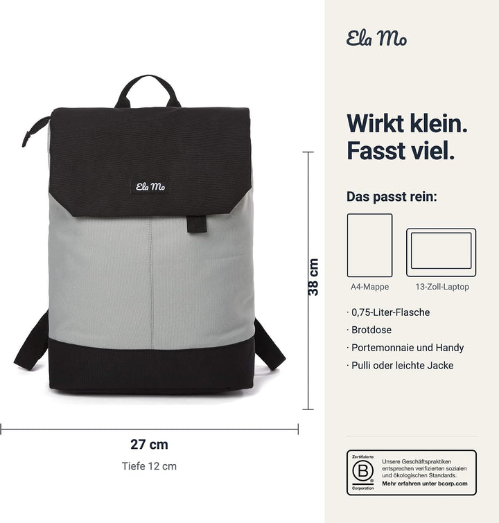 Ela Mo Rucksack Damen - Schön u. Durchdacht - Daypack mit Laptopfach &amp; Anti Diebstahl Tasche für Aus