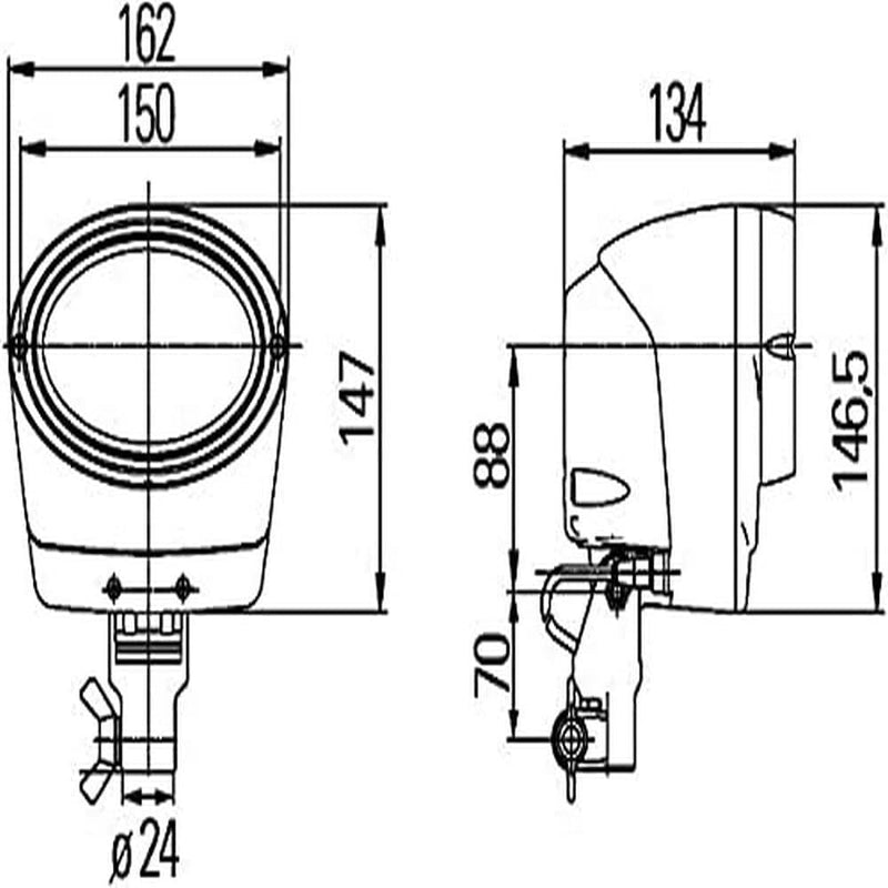 HELLA Xenon Arbeitsscheinwerfer - Oval 100 Integral - 24V - Anbau/Rohrstutzen - Nahfeldausleuchtung