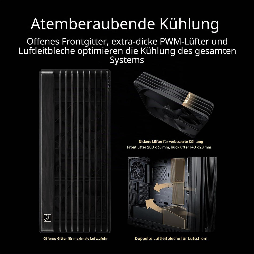ASUS ProArt PA602 Wood Edition Metal Panel E-ATX PC Gehäuse (zertifiziertes Holz, vorinstallierte Sy