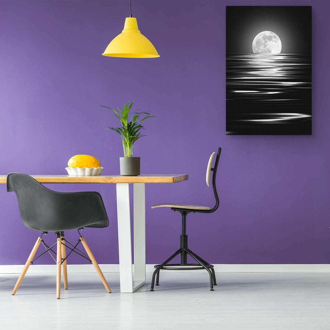 Startonight Bilder Der Mond, Leinwandbilder Moderne Kunst, Schwarz und Weiss Wanddeko Kunstdrucke, W