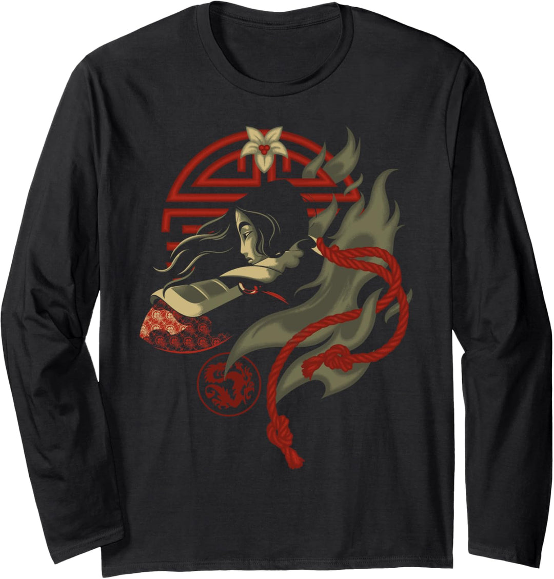 Disney Mulan Circle Portrait Outline Langarmshirt