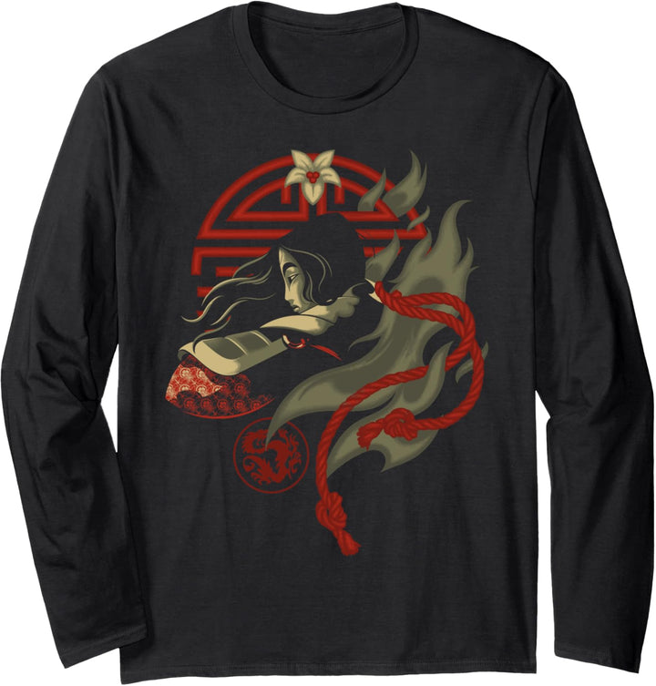 Disney Mulan Circle Portrait Outline Langarmshirt