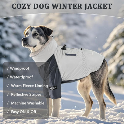 Winter Hundemantel mit Geschirrschnalle, Winddichte wasserdichte Hundefleecejacke, Weicher Fleece Pu