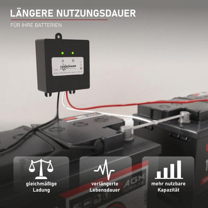 Loadchamp Batterie Ladungsausgleicher Ausgleichslader Balancer 24V 36V 48V Solar Akku Single, Single