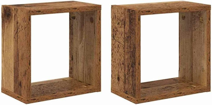 vidaXL Wandregale 2er Set Altholz 26X15X26 cm Massiv Rustikales Design Vielseitig Innenlagerung Wohn