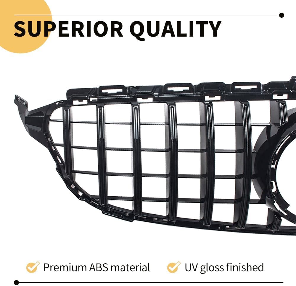W205 Kühlergrill, GTR GT Style Frontgrill für Mercedes C-class C180 C200 C250 C300 C350 C400 2019 20