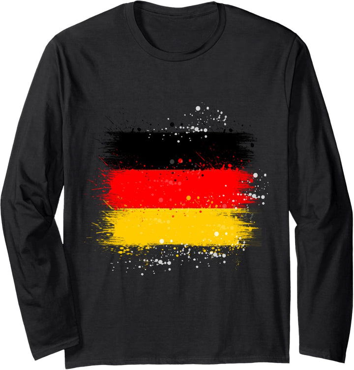 Deutschland Flagge Deutsche Watercolor Wasserfarben BRD Langarmshirt