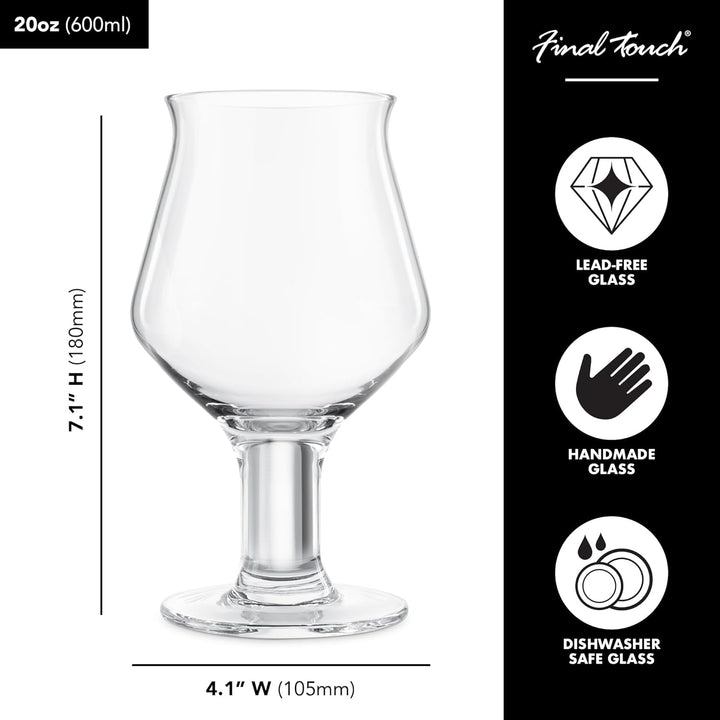 Final Touch Craft-Bier-Gläser, V-förmig mit Stiel, 600 ml, 2er-Set, Nr. GG5019