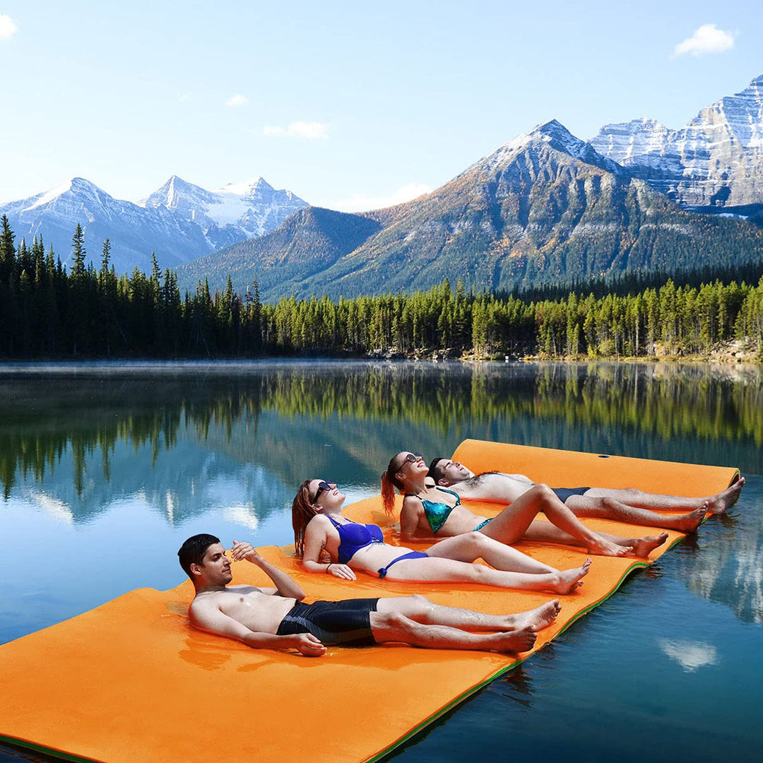 GOPLUS 350 × 183cm Wasserhängematte, Aufrollbare Schwimmmatte für 4-6 Personen, Schwimmende Wasserma