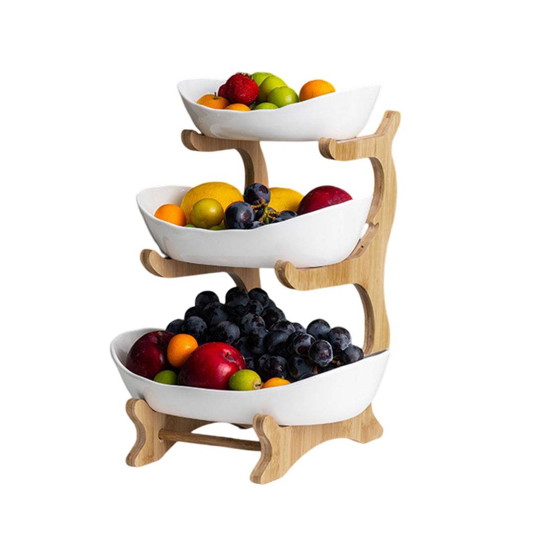 Dreifach-Obstschale, Platzsparende Obstschale, Snackschale, Obst Etagere Obstschale, Haushalt, Holzs