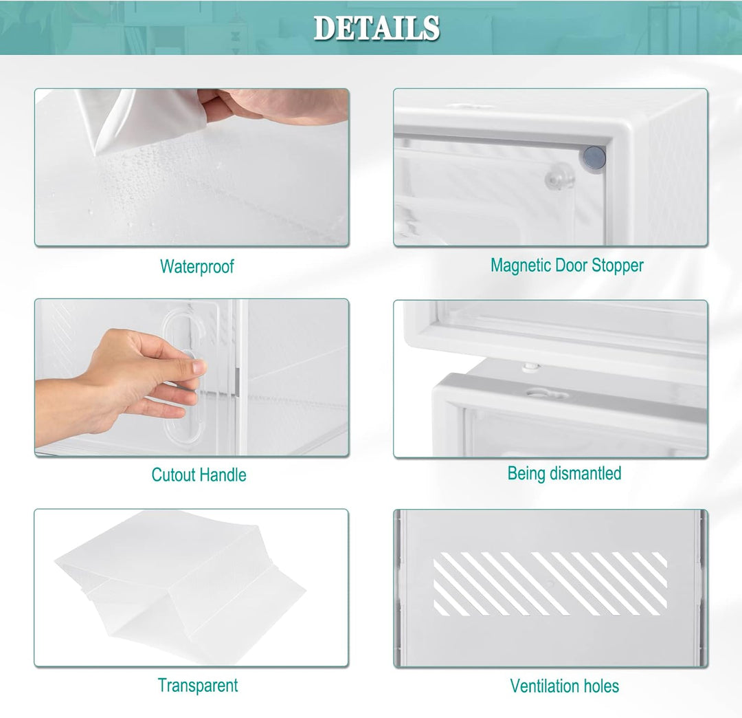 WOLTU Schuhregal mit 18 stapelbaren Schuhboxen Schuhschrank Regalsystem mit Magnetverschluss Steckre