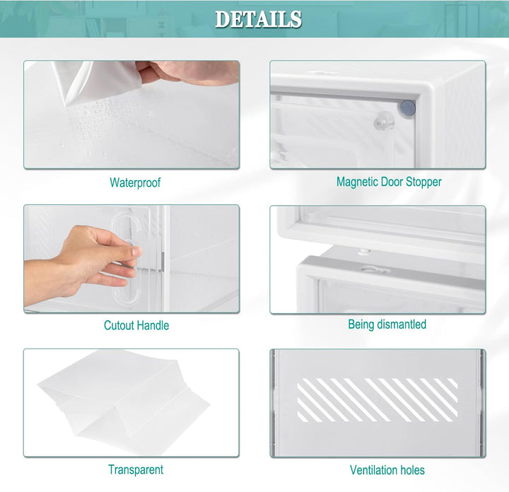 WOLTU Schuhregal mit 18 stapelbaren Schuhboxen Schuhschrank Regalsystem mit Magnetverschluss Steckre