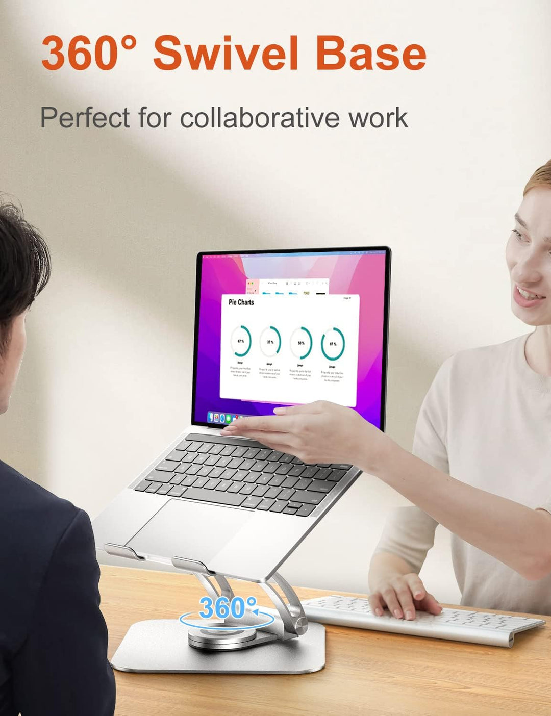 Laptop Ständer mit 360° Drehbarer Basis, Ergonomisch Laptopständer Höhenverstellbar, Laptop Erhoehun