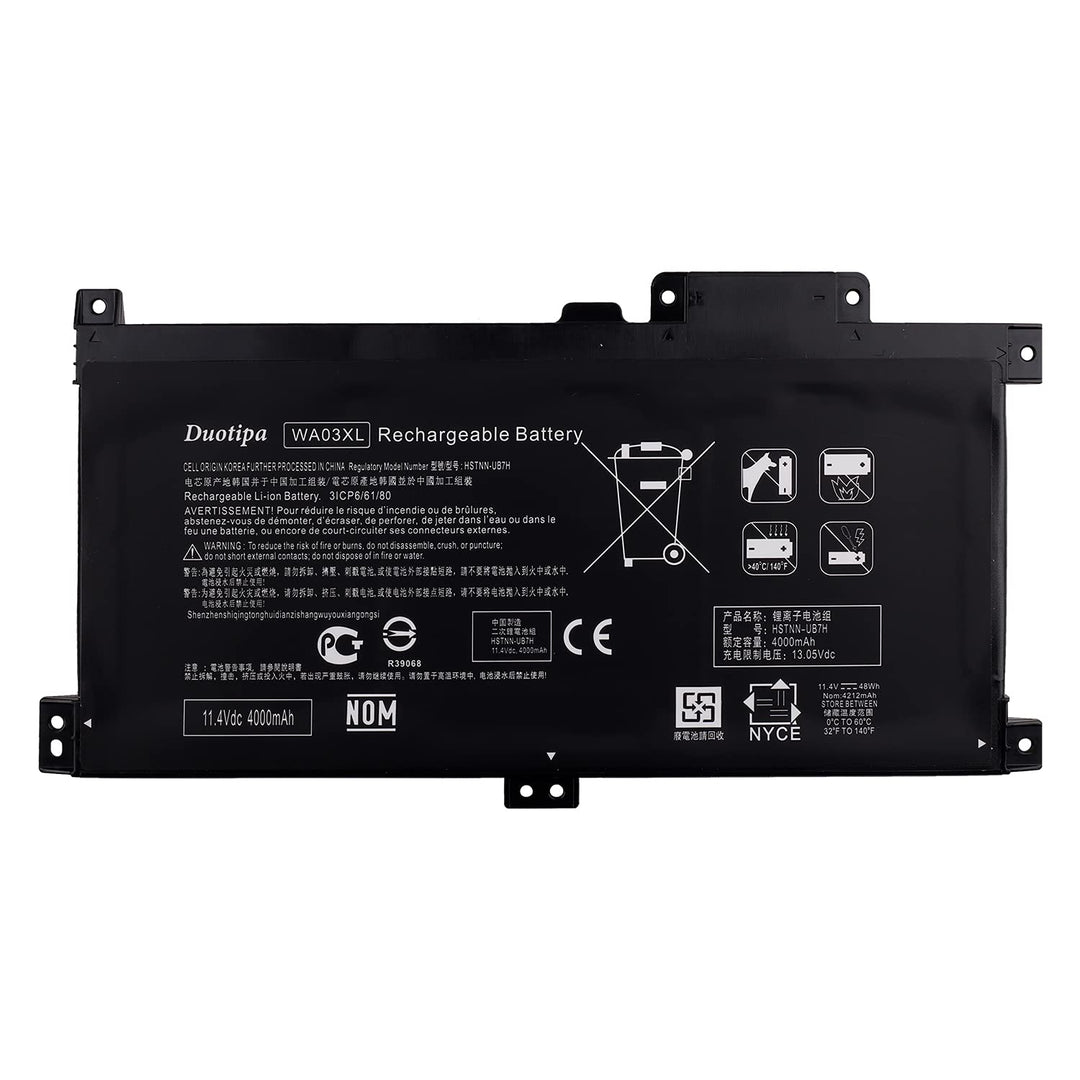 Duotipa Ersatzakku Batterie WA03XL kompatibel mit HP Pavilion X360 15-bk 15-br Series HSTNN-UB7H 916