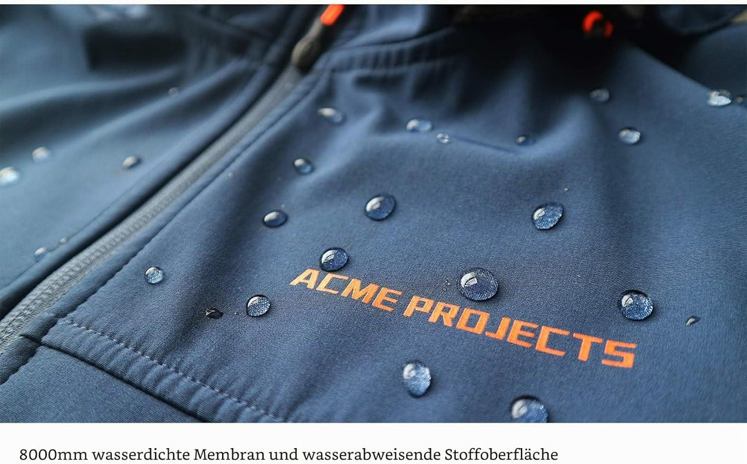 Acme Projects Mit Fleece gefütterte Softshell-Jacke für Herren mit abnehmbarer Kapuze, wasserdicht,