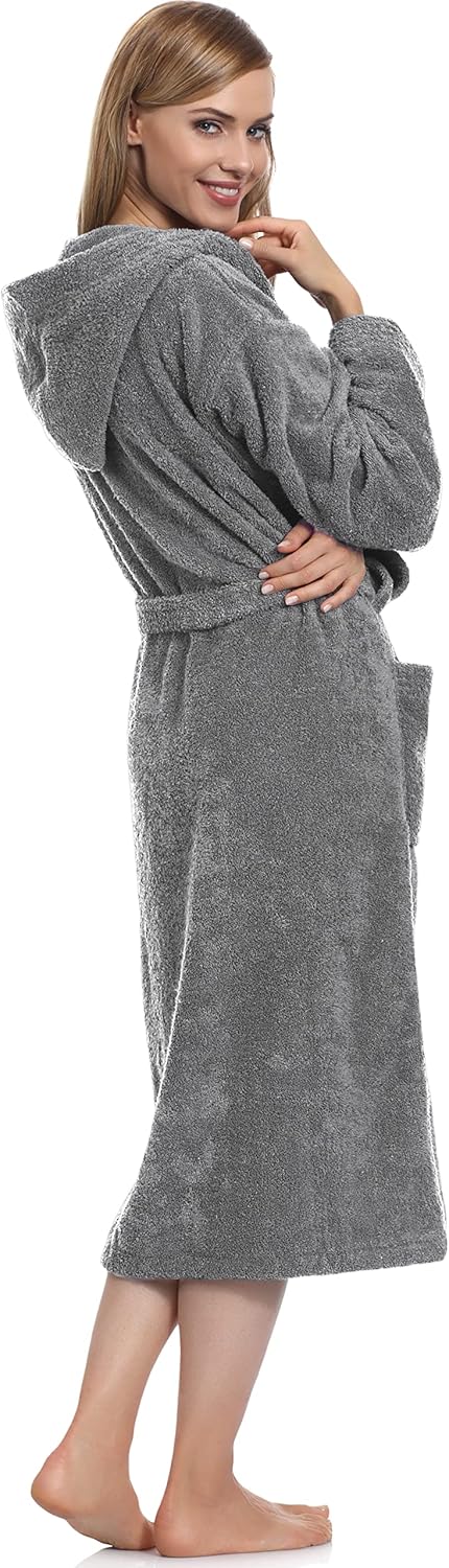 Ladeheid Damen Frottee Bademantel aus 100% Baumwolle LA40-102 S Dunkelgrau-12 (Gramatur 400), S Dunk