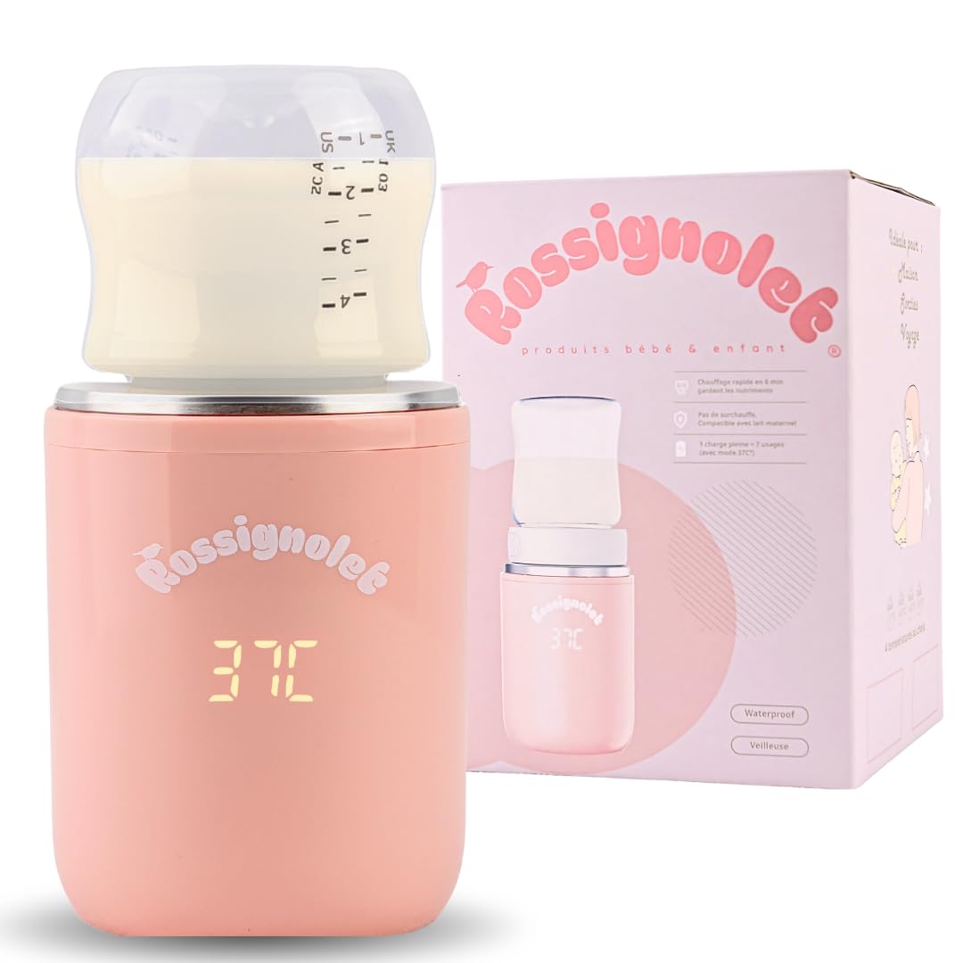 Flaschenwärmer für Muttermilch, kabellos, wiederaufladbar, schnelles Aufheizen in 4 Minuten, kompakt