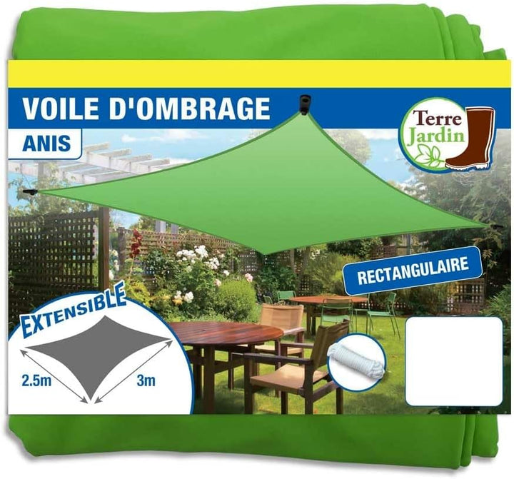 TERRE JARDIN Ausziehbares rechteckiges Sonnensegel, Grau