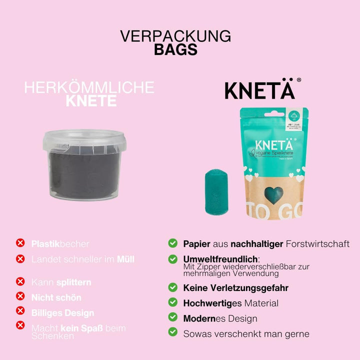 KNETÄ NEU Vegane Spielknete (Bag Sets) I Kleinkinderknete ab 1 Jahr (4er Set XL) Knet Set I Ungiftig