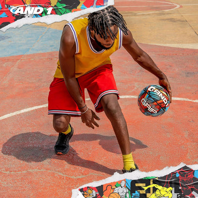 AND1 Supreme Grip Rubber Basketball & Pump Bundle- Official Size 7 (29.5”) Streetball, Made for Indo