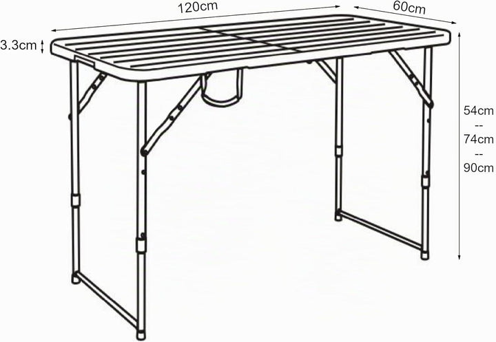 [en.casa] Höhenverstellbarer Klapptisch Adelfia Gartentisch klappbarer Outdoor-Tisch Falttisch aus K