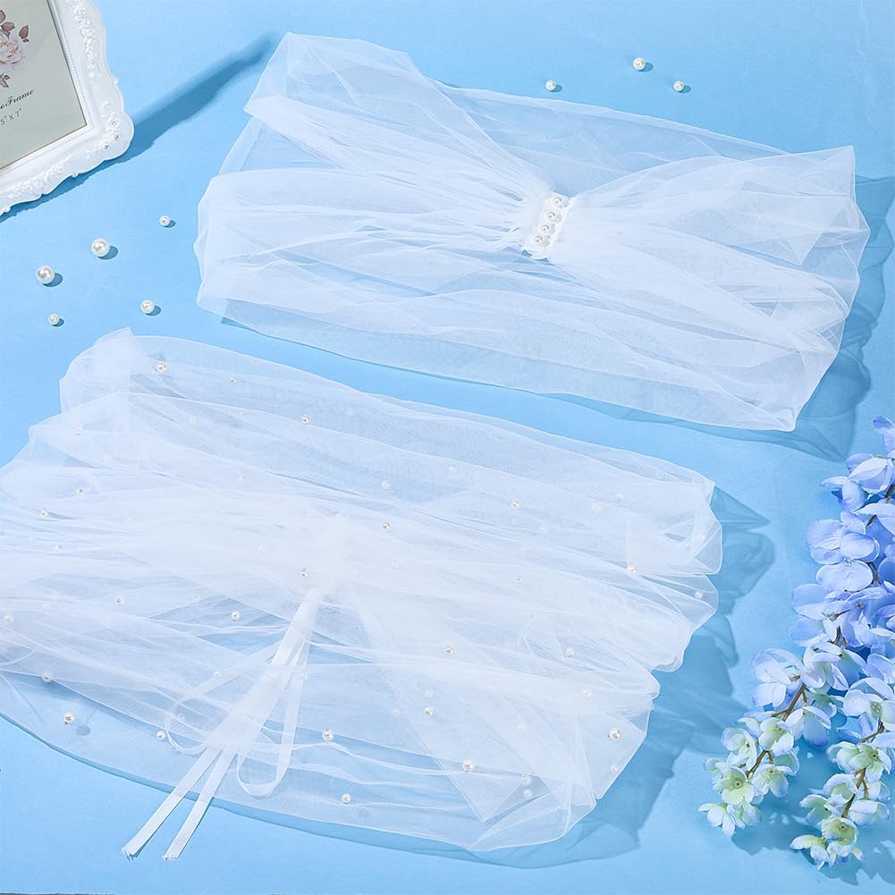 WEBEEDY 2 Stile 98cm Weisse Tüll Brautschals Umhänge Für Hochzeiten Perlen Hochzeitsumhänge Abnehmba