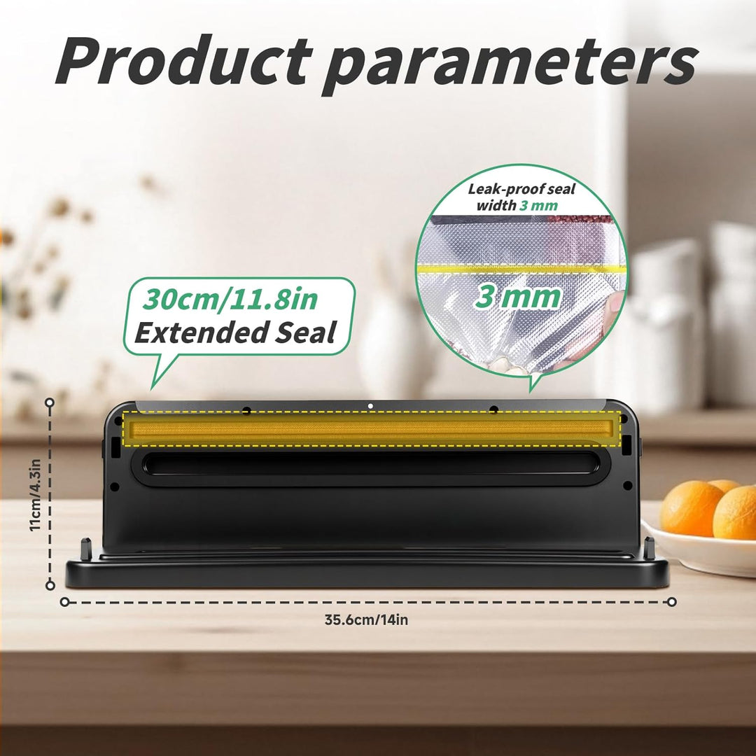 6-in-1 Vakuumiergerät, Vakuumierer mit 30cm Siegelnaht und Digitaler LED-Countdown-Anzeige,50PCS Vak