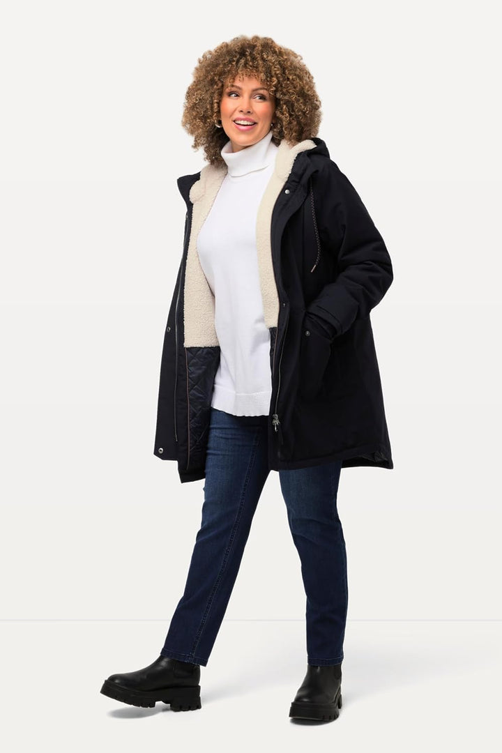 Ulla Popken Damen Hyprar Funktionsjacke mit Teddyfutter Jacken 58-60 marine, 58-60 marine
