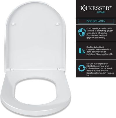 KESSER® WC Sitz mit Absenkautomatik Toilettendeckel Quick-Release-Funktion und Softclose - einfache