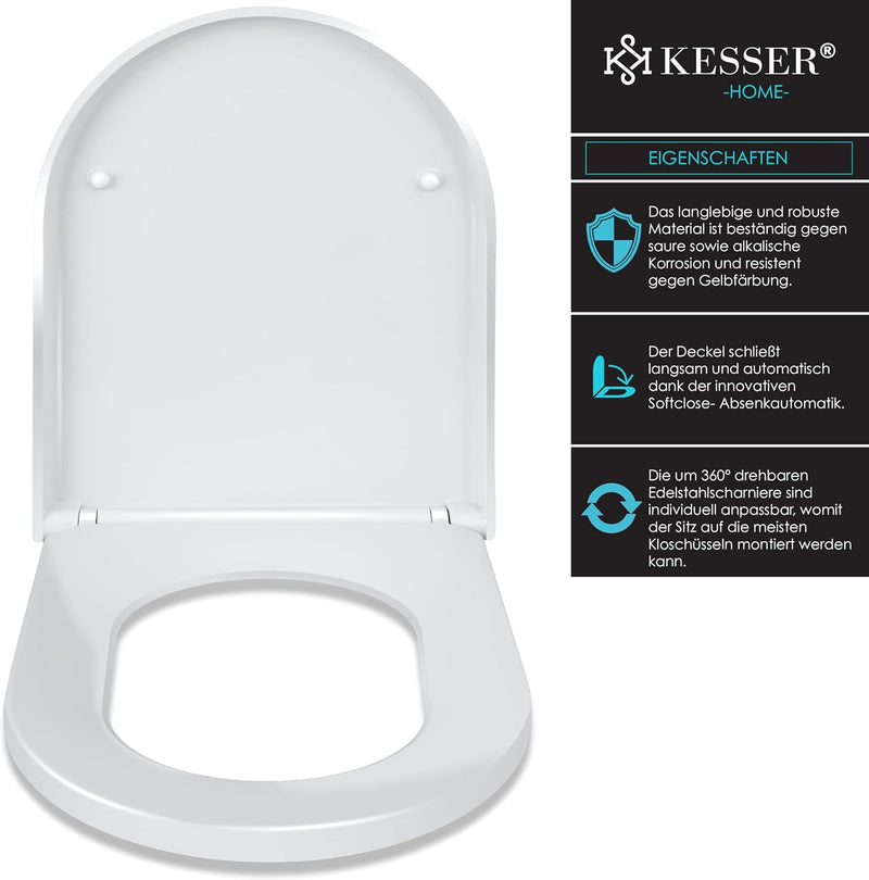 KESSER® WC Sitz mit Absenkautomatik Toilettendeckel Quick-Release-Funktion und Softclose - einfache