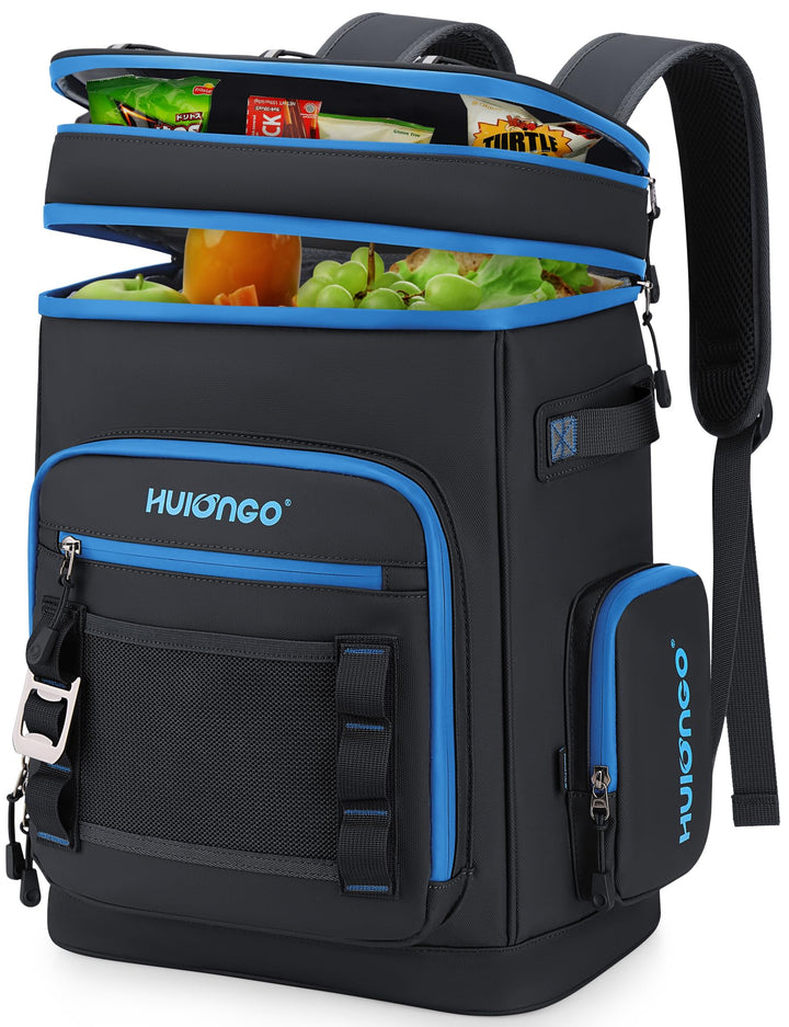 Hulongo Grosser Wasserdichter Isolierter Kühlrucksack Auslaufsicherer Faltbar Kühler Rucksack Schwar