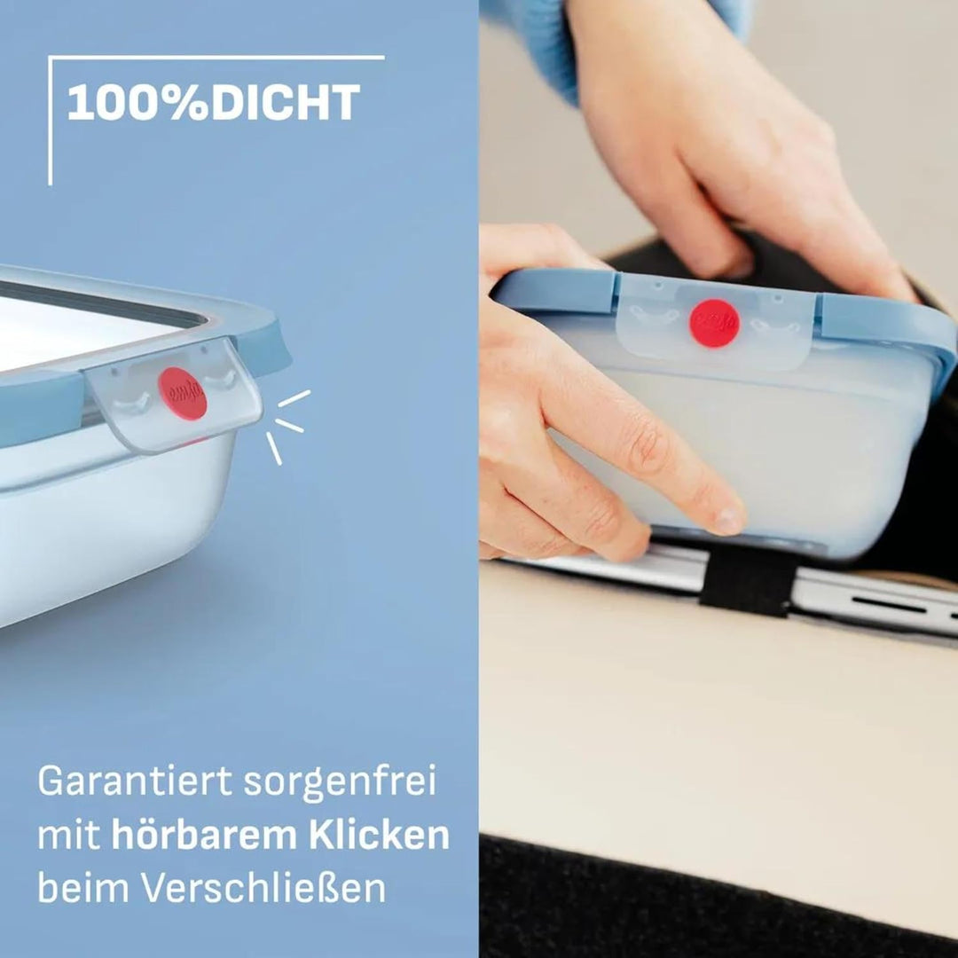 EMSA oneClick Frischhaltedosen, Meal Prep Set 5 x 1,2L, Lebensmittel 2 x länger frisch, 100% dicht,