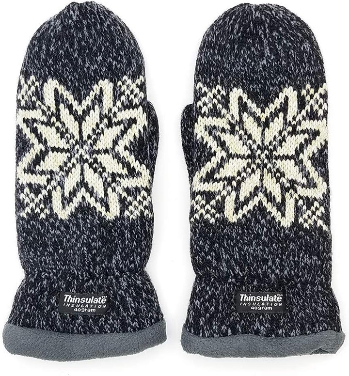 BRUCERIVER Damen Schneeflocke Strickhandschuhe mit warmem Thinsulate Fleece Futter Schwarz, Blau, Gr