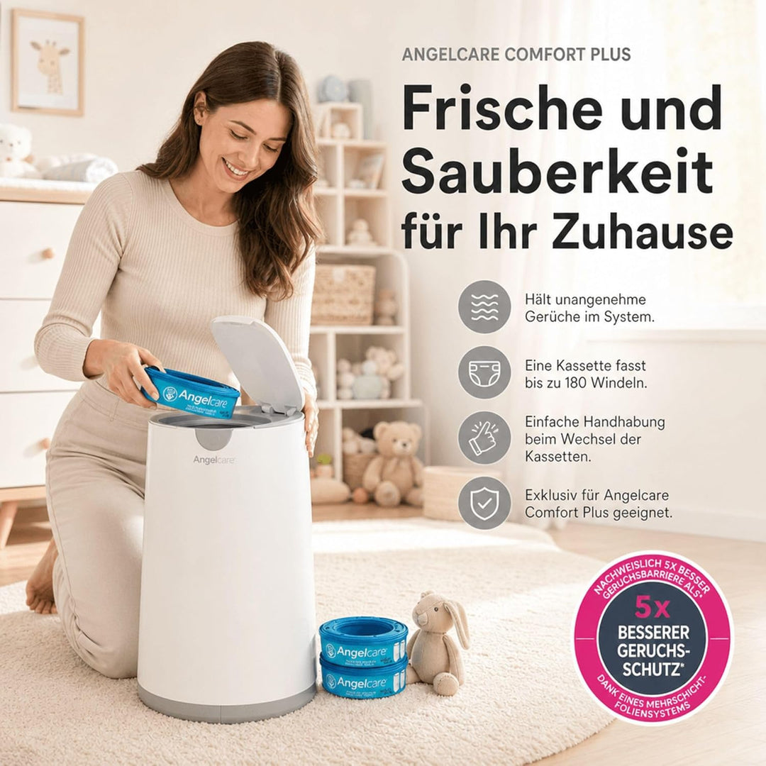 Angelcare 8er-Pack Original Nachfüllkassetten für Angelcare Windeleimer Comfort