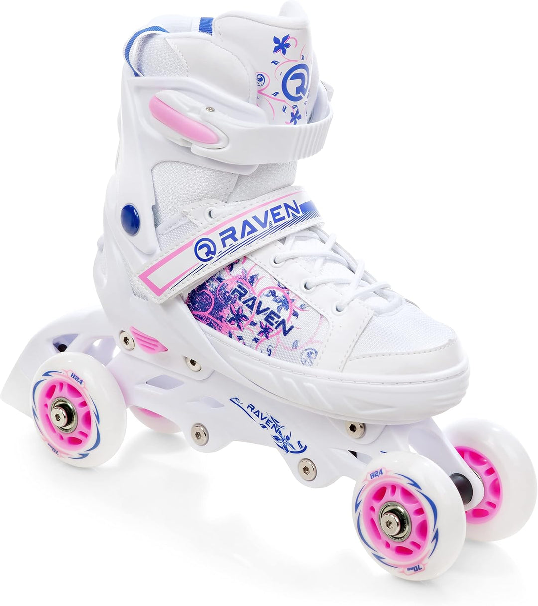 3in1 Inline Skates Inliner/Triskates/Rollschuhe Raven Lia/Loret verstellbar mit LED Leuchtrad 28-32