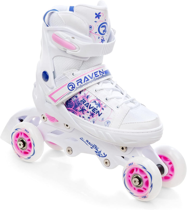 3in1 Inline Skates Inliner/Triskates/Rollschuhe Raven Lia/Loret verstellbar mit LED Leuchtrad 28-32