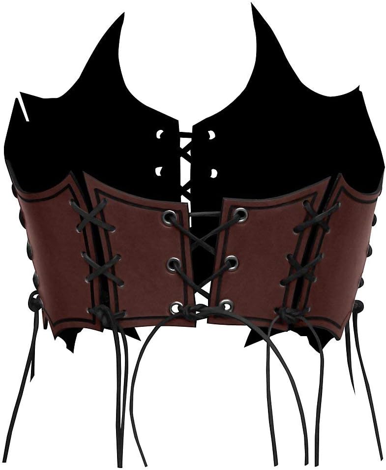 Andracor - Fantasy Brustplatte aus Leder für Frauen – Geflammtes Bustier aus Rüstleder mit Schnürung